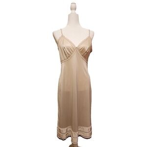 VTG Sears Babydoll Slip Dress Sz 38 Lace Nylon Ivory Coquette Romantic Feminine